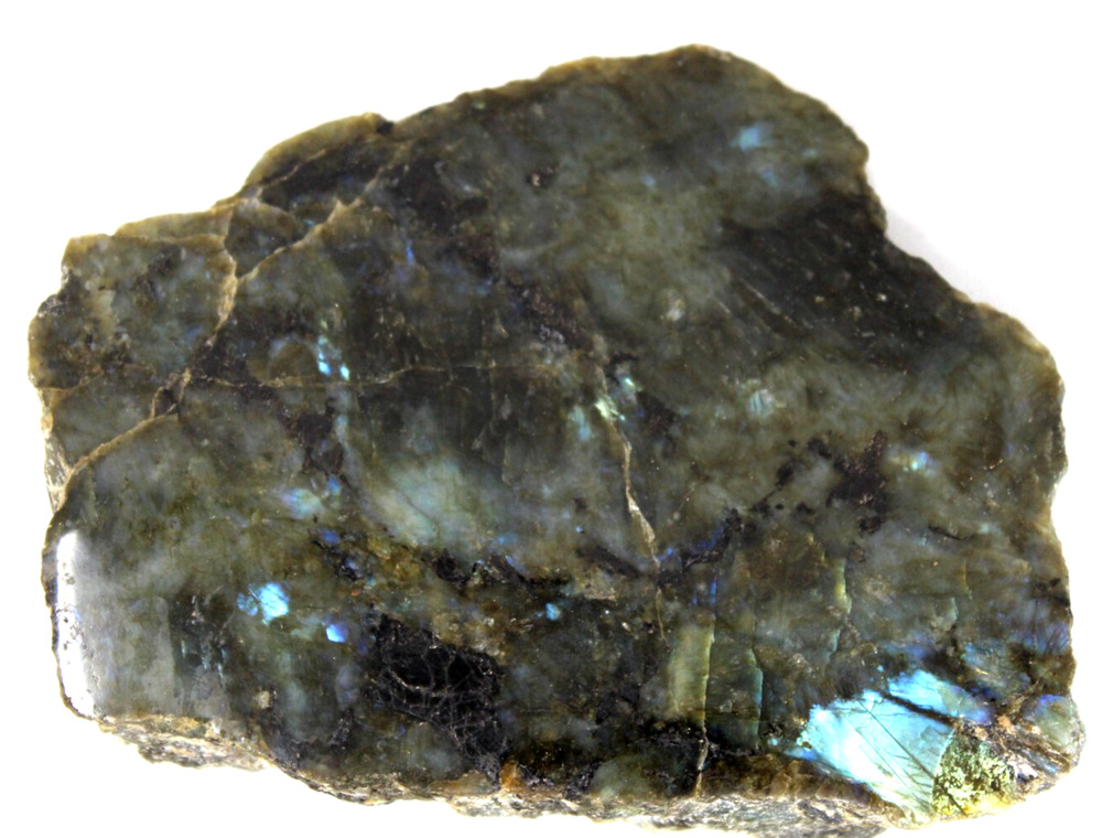 Stunning Raw/ Polished Labradorite Slab, 3lbs 7.8oz, 7" x 5.5" x 2"